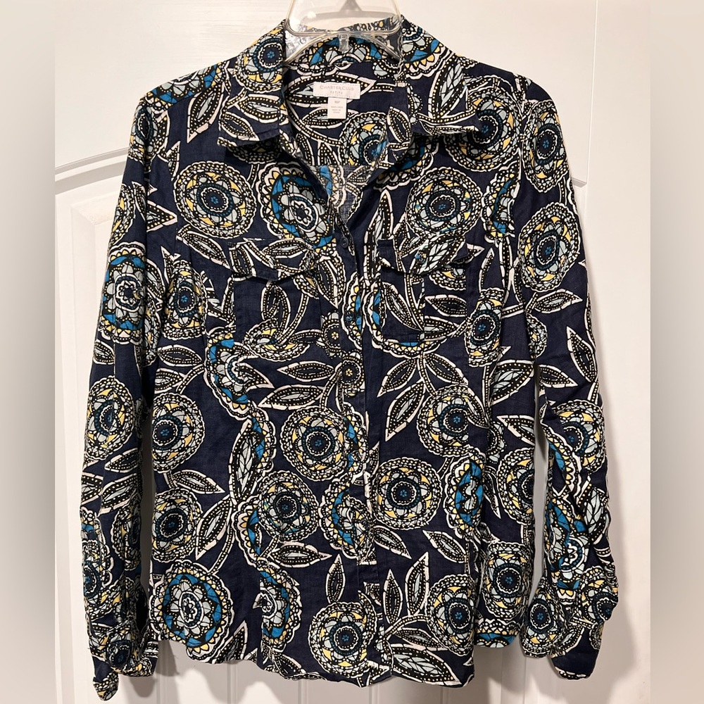 LINEN Floral Patterned Women's Top